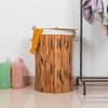 Vintiquewise Round Foldable Bamboo Laundry Hamper with Lid and Handles for Easy Carrying QI004430-B_RO